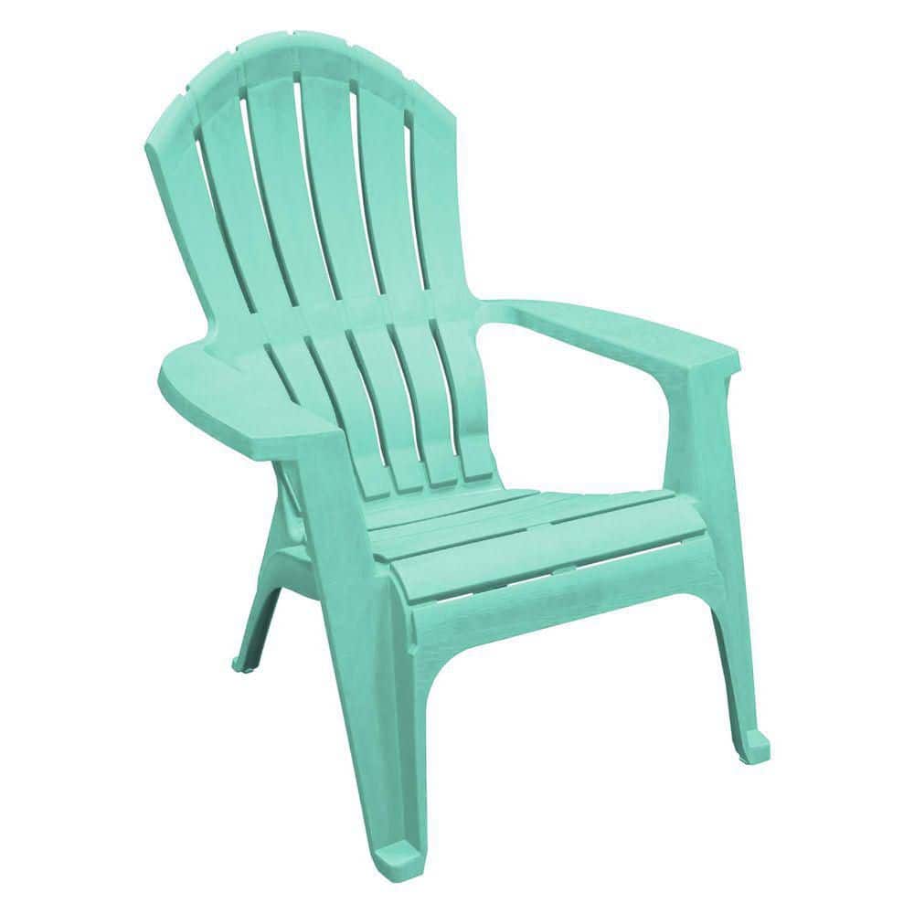 StyleWell Well Water Blue Resin Patio Adirondack Chair 272682