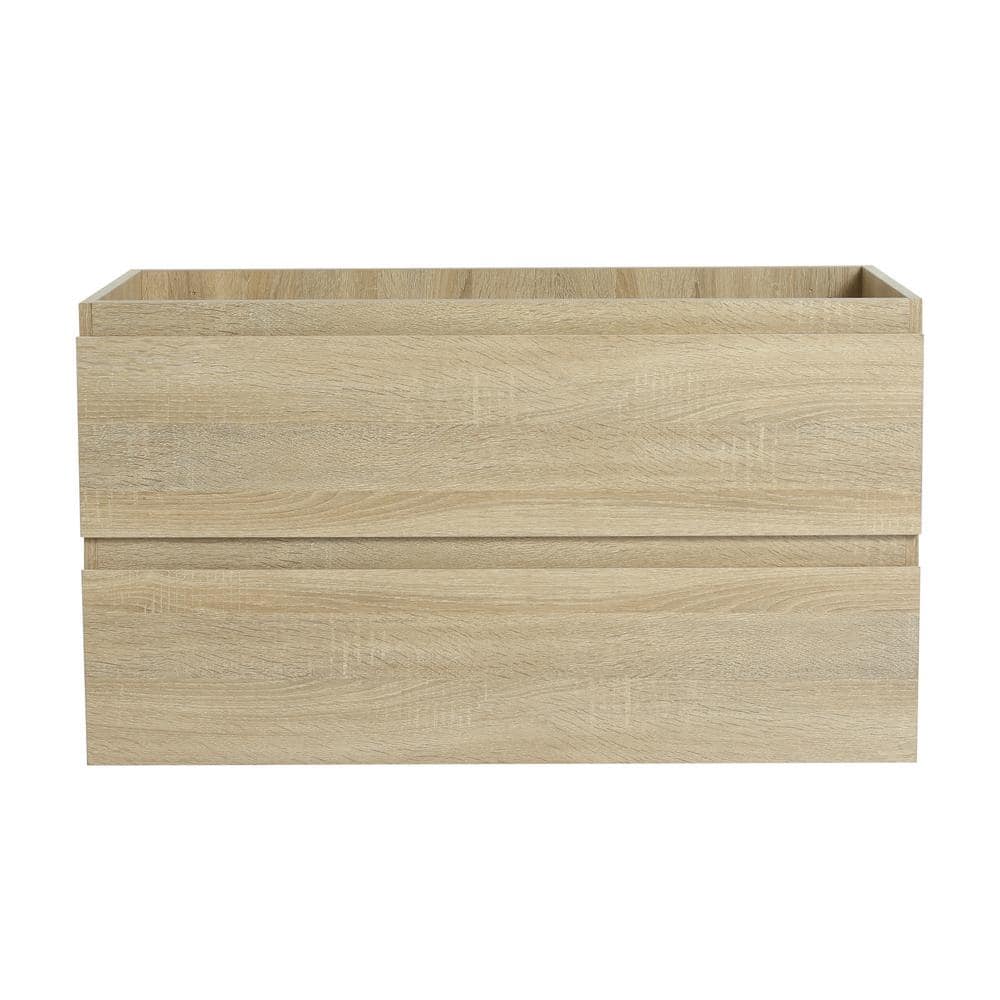36 in. Wall-Mounted Bath Vanity Cabinet without Top in Light Brown with 2 D