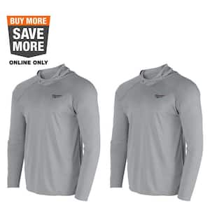 Men's Medium Gray WORKSKIN Hooded Sun Shirt (2-Pack)