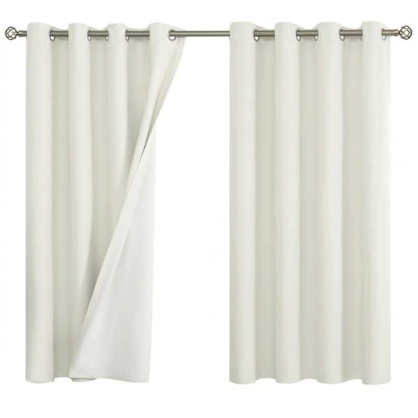 Linen Curtains with Grommet Drapes,52 in. W x 63 in. L,2 Panels, Ivory