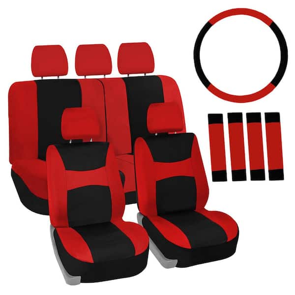  BREMER SITZBEZÜGE Car Seat Covers Compatible with VW ID.5  Driver & Passenger Set from 2021 / Car Seat Covers Set Car Seat Covers Pack  of 2 in Black/Red Stitching : Automotive