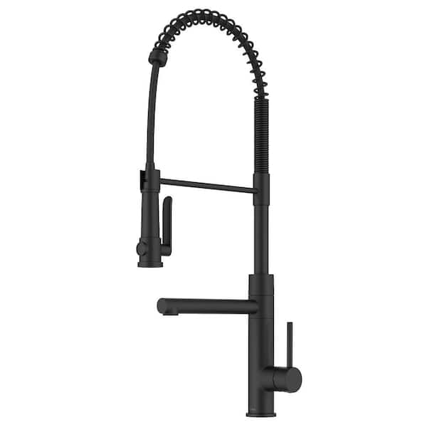 KRAUS Artec Pro Matte Black 26.88 in. H Pull Down Sprayer Kitchen Faucet with 360° Spout Swivel