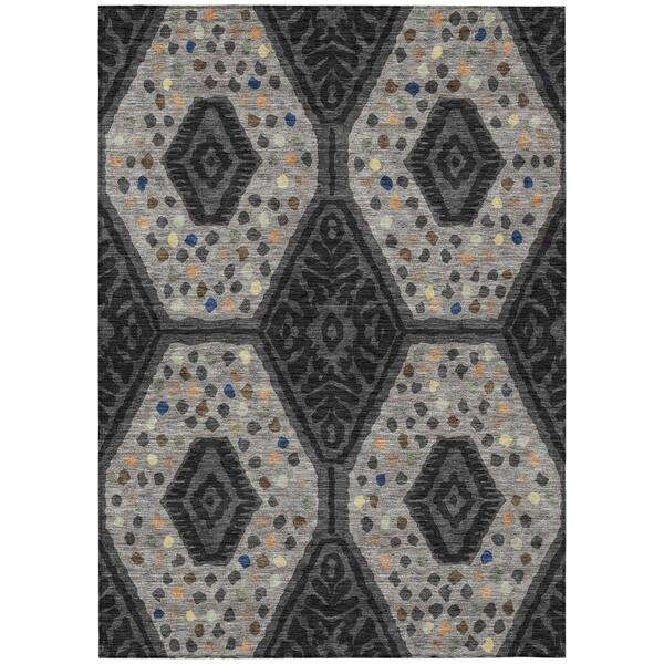 Chantille Machine Washable Indoor/Outdoor Abstract ACN2457 Charcoal 10 ft. x 14 ft. Area Rug