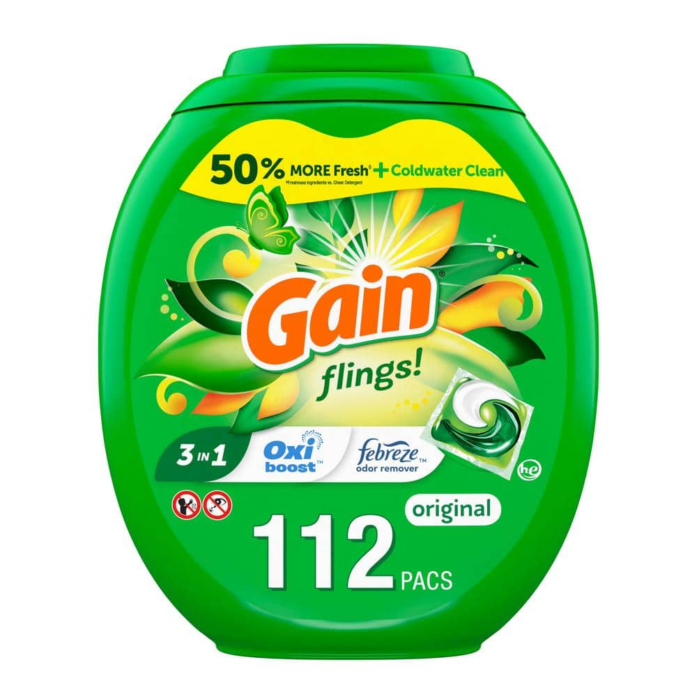 Gain Flings HE Original Scent Liquid Laundry Detergent Pods (112-Count ...