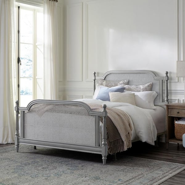 Hilale Furniture Melanie Gray Queen, Beauvier French Cane Queen Bed