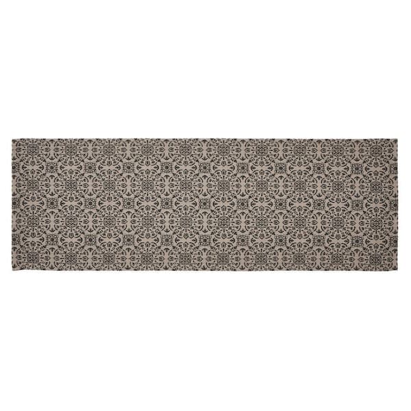 Custom House 12 in. W x 36 in. L Black Jacquard Cotton Blend Table Runner