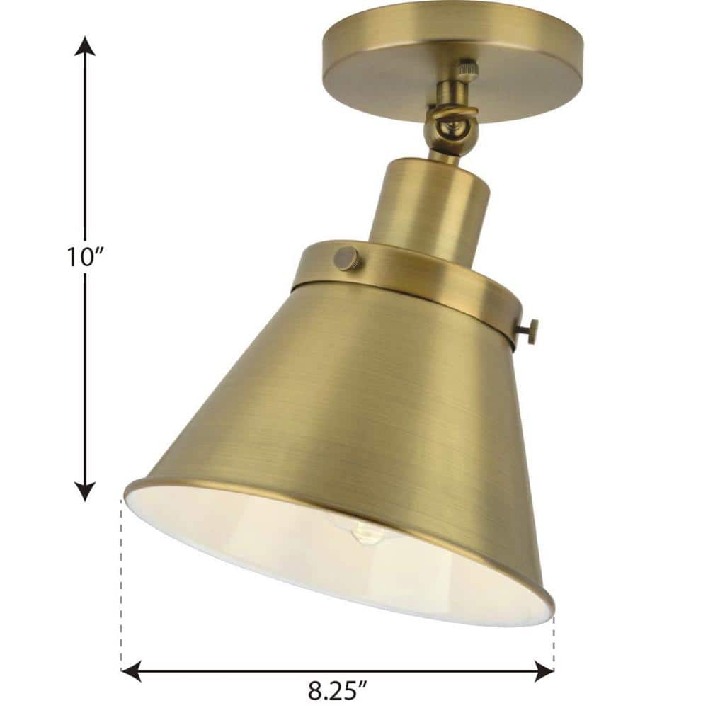 Hinton Vintage Brass 1-Light Semi-Flush Mount Ceiling Light