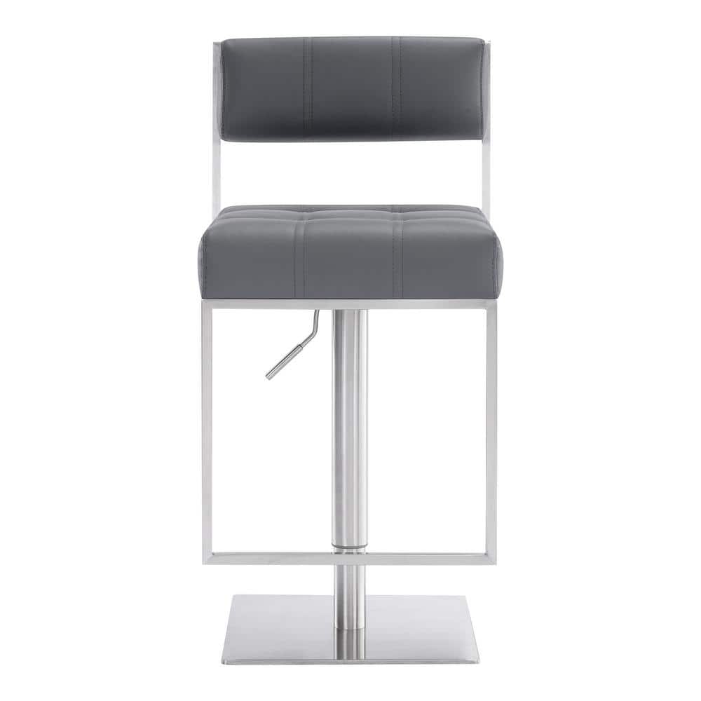Michele Contemporary Gray Faux Leather Adjustable Swivel Stool