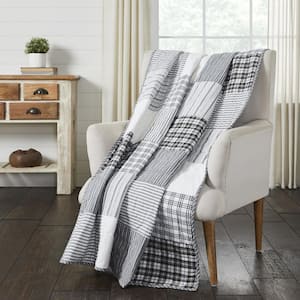 Sawyer Mill Black Farmhouse Block Patchwork Quilted Cotton Throw