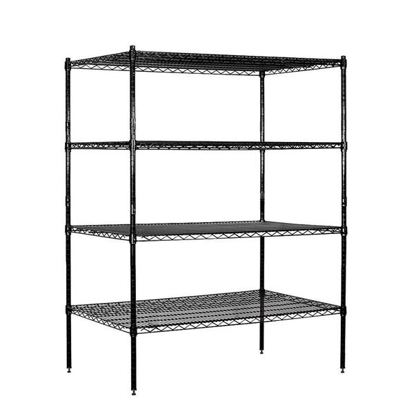 Salsbury Industries Black 3-Tier Wire Shelving Unit (48 in. W x 63 in. H x 24 in. D)