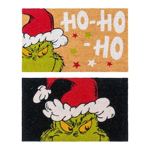 The Grinch Ho-Ho-Ho and Grinch Claus 20 in. x 34 in. Coir Door Mat (2-Pack)