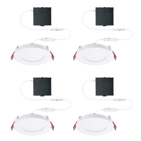 Commercial Electric 4 in. LED Slim 3 CCT Canless - White (4-Pack)