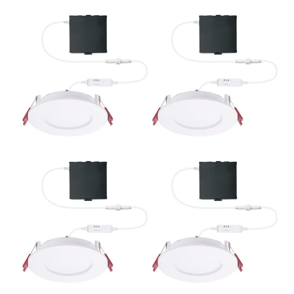 White Adjustable Color Temperature Ultra-Thin LED Recessed Light Kit, 4-Pack