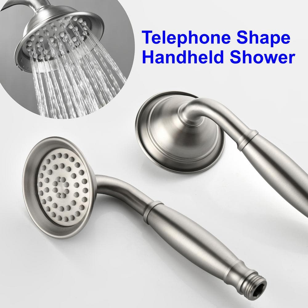 Brushed Nickel Freestanding Tub Faucet with Hand Shower