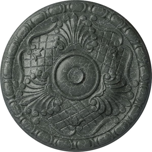 Ekena Millwork 5/8" x 15-3/4" x 15-3/4" Polyurethane Amelia Ceiling Medallion, Athenian Green Crackle