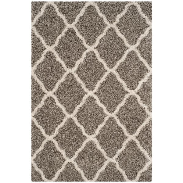 SAFAVIEH Hudson Shag Gray/Ivory 6 ft. x 9 ft. Trellis Area Rug