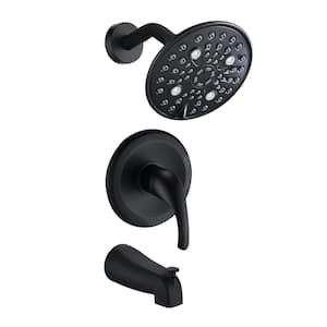 Linda 5-Spray Patterns with 1.8 GPM 6 in. Wall Mount Rain Fixed Shower Head in Matte Black
