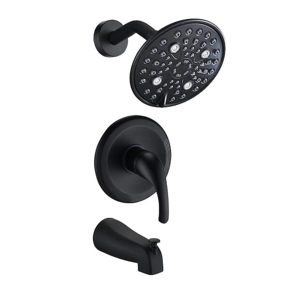 Miscool Acacia 5-Spray Patterns with 1.8 GPM Wall Mount Rain Fixed Shower Head in Matte Black