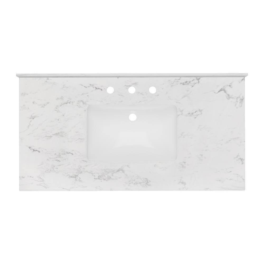 Carrara 43-in White Engineered Marble Vanity Top with Undermount Sink