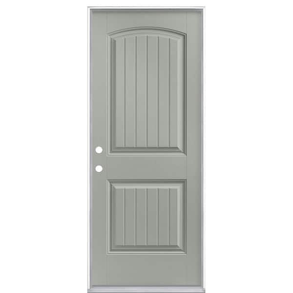 32 in. x 80 in. Cheyenne 2-Panel Right-Hand Inswing Painted Smooth Fiberglass Prehung Front Exterior Door No Brickmold