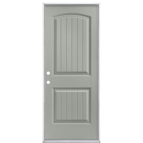 Masonite 32 in. x 80 in. Cheyenne 2-Panel Right-Hand Inswing Painted Smooth Fiberglass Prehung Front Exterior Door No Brickmold