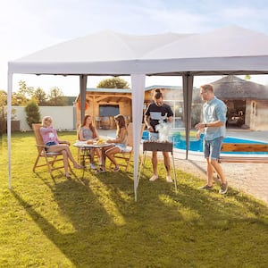 10 ft. x 20 ft. Pop Up Canopy with 6 Removable Side Walls, Outdoor BBQ Party Portable Canopy in White