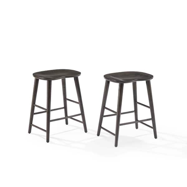CROSLEY FURNITURE Maddox 24 in. Gray Wood Counter Stool with Wood Seat