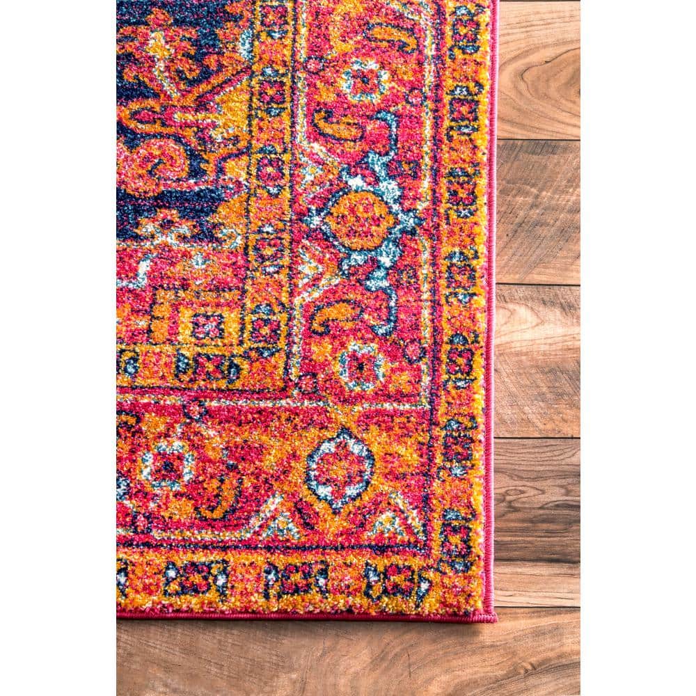 Reversible Pink Synthetic Medallion 8' x 10' Area Rug