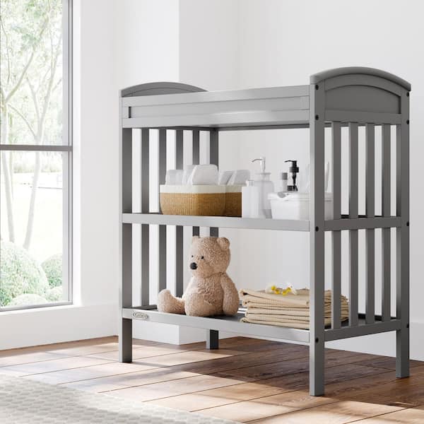 Benton Pebble Gray Changing Table with Water-Resistant Changing Pad