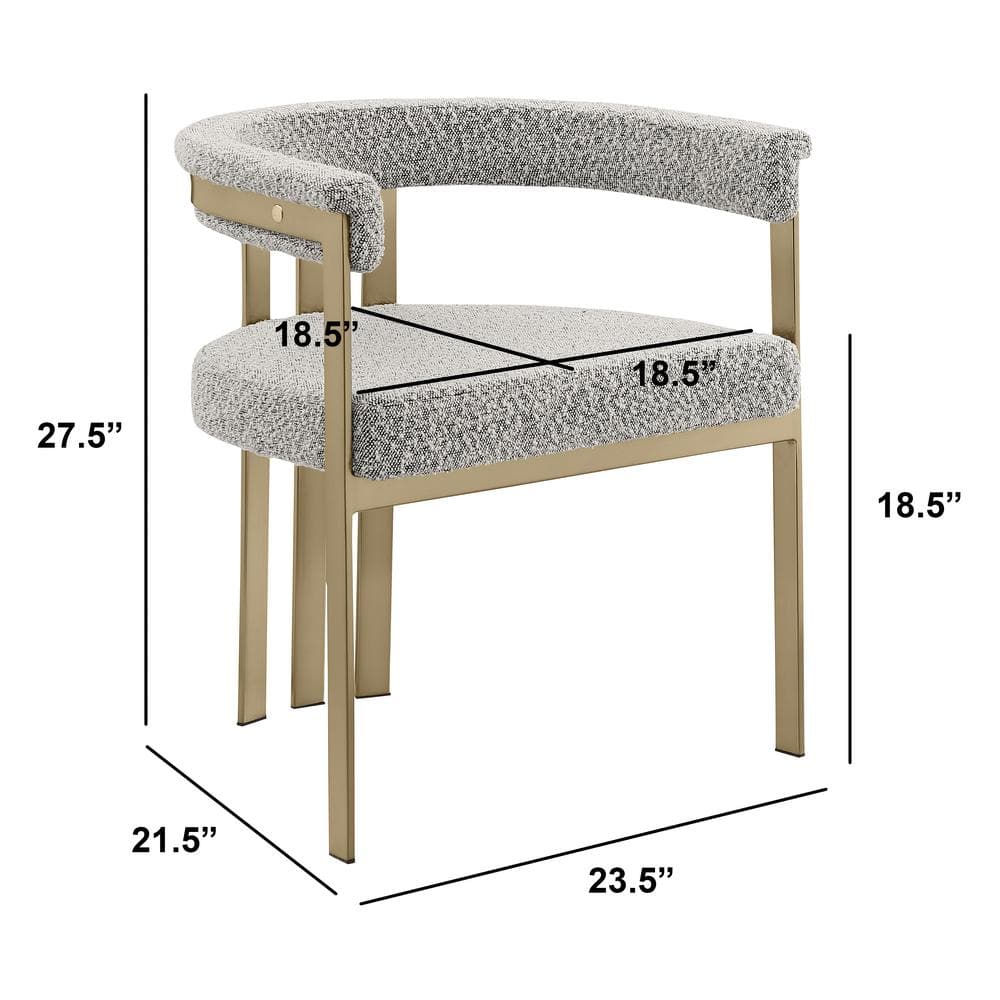 Rich Gray Boucle Upholstered Side Chairs with Gold Metal Frame, Set of 2