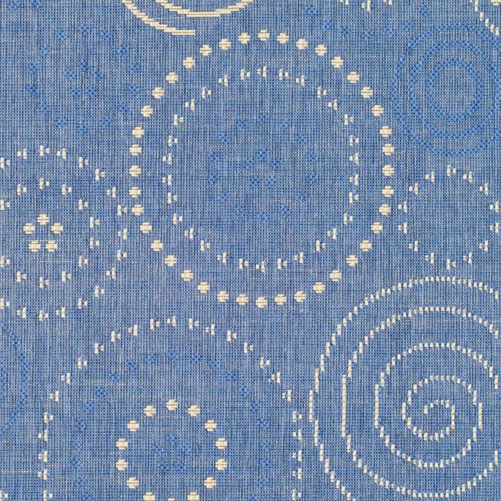 Blue Geometric Patterned Synthetic Outdoor Area Rug