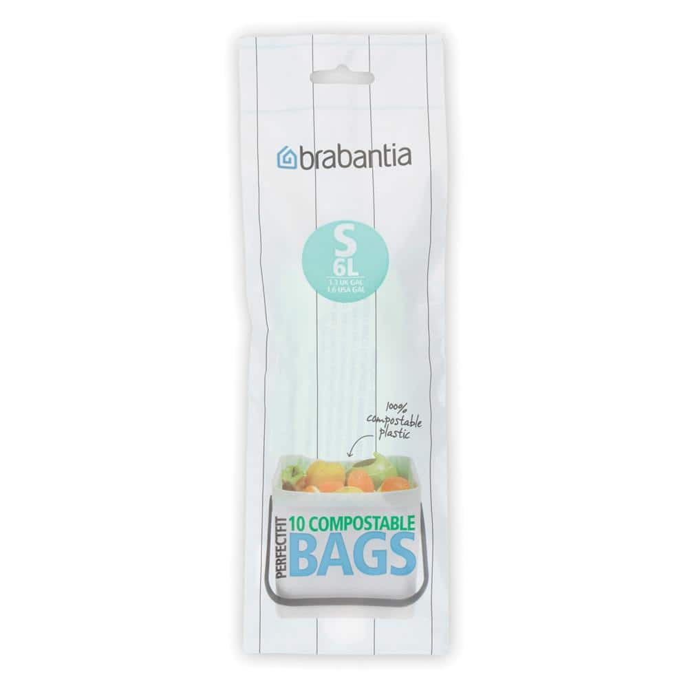 Brabantia 1.6 Gal. (6L) Compostable Perfectfit Trash Can Liners Code S 120  Liners (12-Packs of 10 Liners) 419683 - The Home Depot