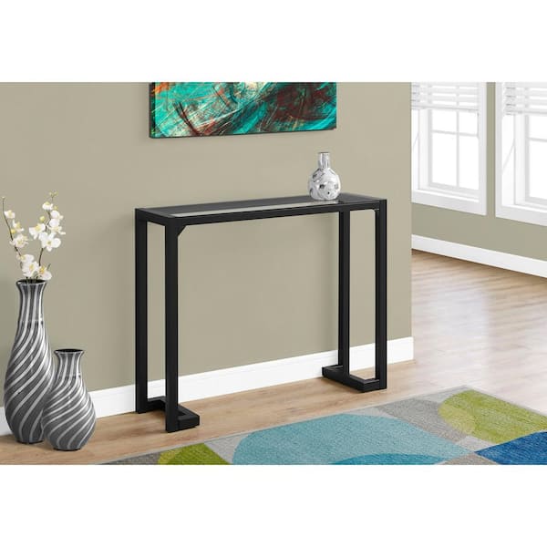 Unbranded 42 in. Black Standard Rectangle Glass Console Table