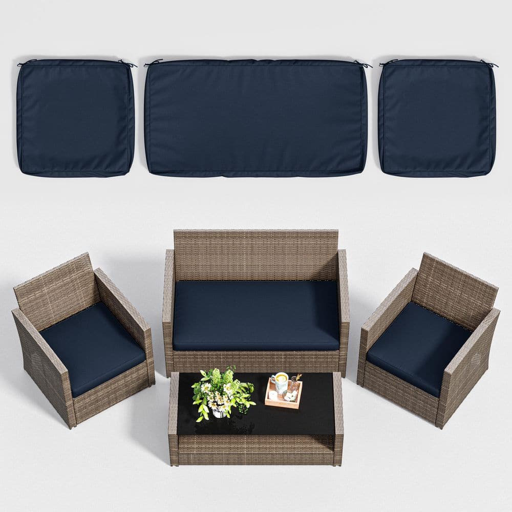 3-Piece 36 x 18 in. & 18 x 18 in. Outdoor Cushion Covers Replacement with Zipper Navy Blue price history on PriceWatchPro
