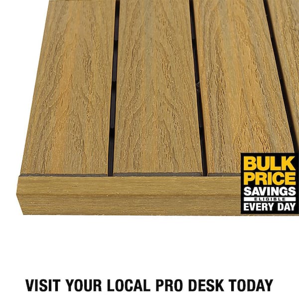 1/12 ft. x 1 ft. Quick Deck Composite Deck Tile Straight Trim in English Oak (4-Pieces/Box)