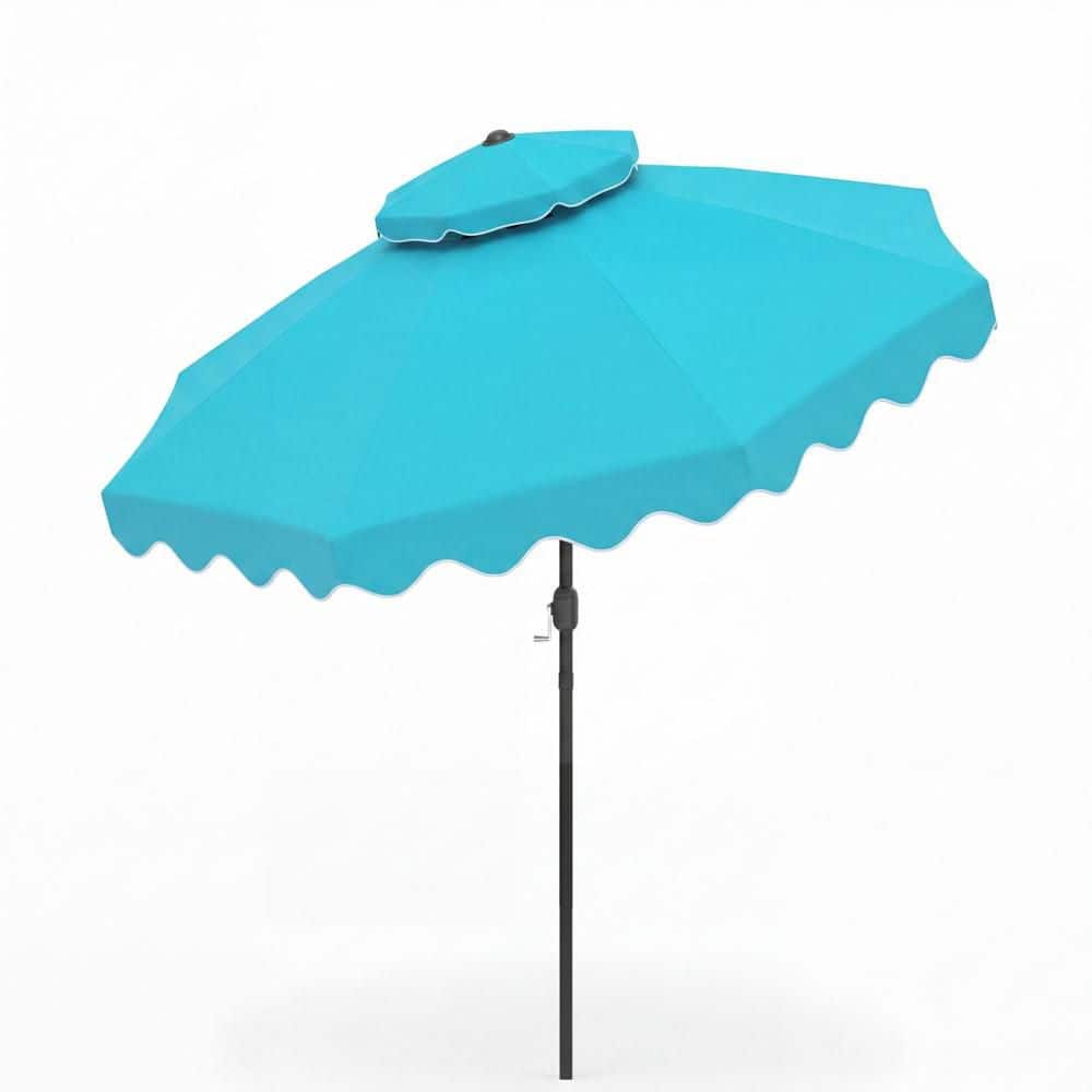 9 ft. Patio Umbrella with Push Button Tilt & Crank, 2-Tier Vented Top, 8 Metal Ribs in Turquoise price history on PriceWatchPro