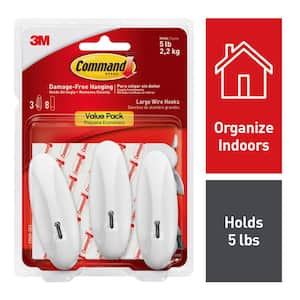 Command Wire Toggle Hook Value Pack, White, Medium, 7 Hooks, 8 Strips/Pack