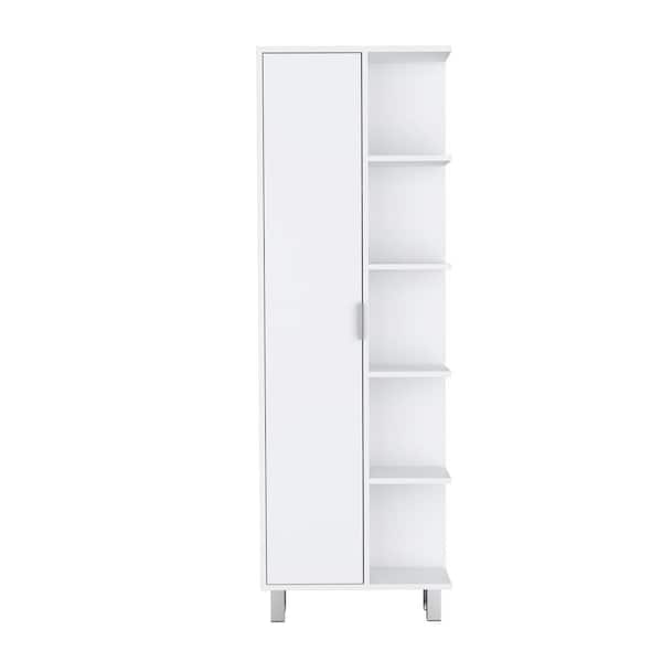 8.20 in. W x 20.90 in. D x 62.90 in. H White Linen Cabinet with Ample Storage Space