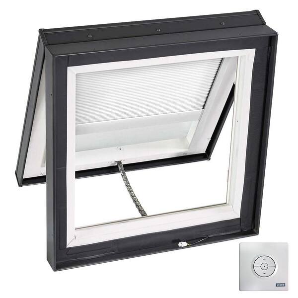 VELUX 30-1/2 in. x 30-1/2 in. Solar Powered Venting Curb-Mount Skylight w/ Laminated Low-E3 Glass White Light Filtering Blind