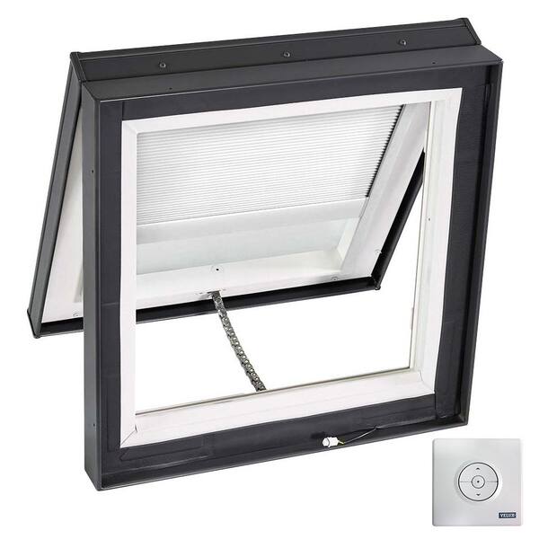 VELUX 46-1/2 in. x 46-1/2 in. Solar Powered Venting Curb-Mount Skylight w/ Laminated Low-E3 Glass White Light Filtering Blind