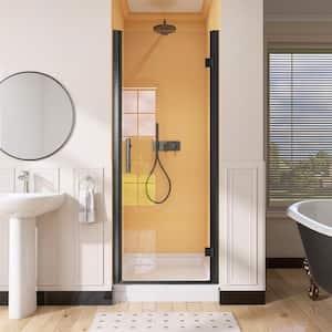 30 in. W x 72 in. H Shower Panel Frameless Pivot Shower Door in Matte Black Finish with 1/4 in. Clear Glass Right Hinged