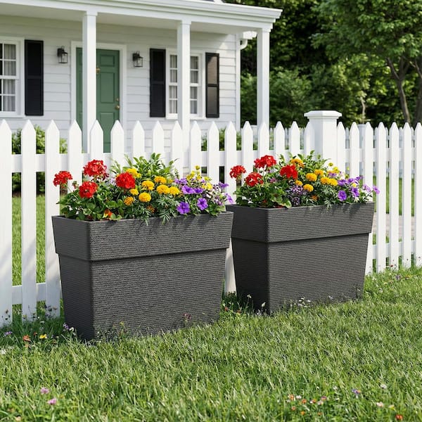 Dovelina Large 32 in. D Black All-Weather Plastic Pedestal Planter