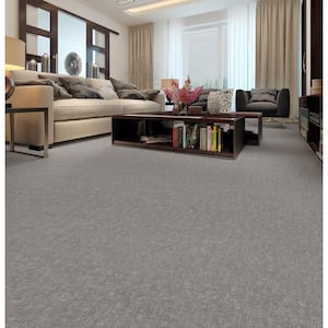 Love Story - Color Cape Grey 39 oz. SD Polyester Pattern Gray Installed Carpet