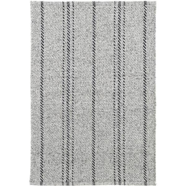 Melange Stripe Handwoven Grey/Black 3 ft. x 5 ft. Outdoor Area Rug