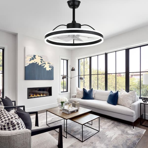 Oaks Aura Cotti 24 in. Indoor Black Modern Smart Ceiling Fan with