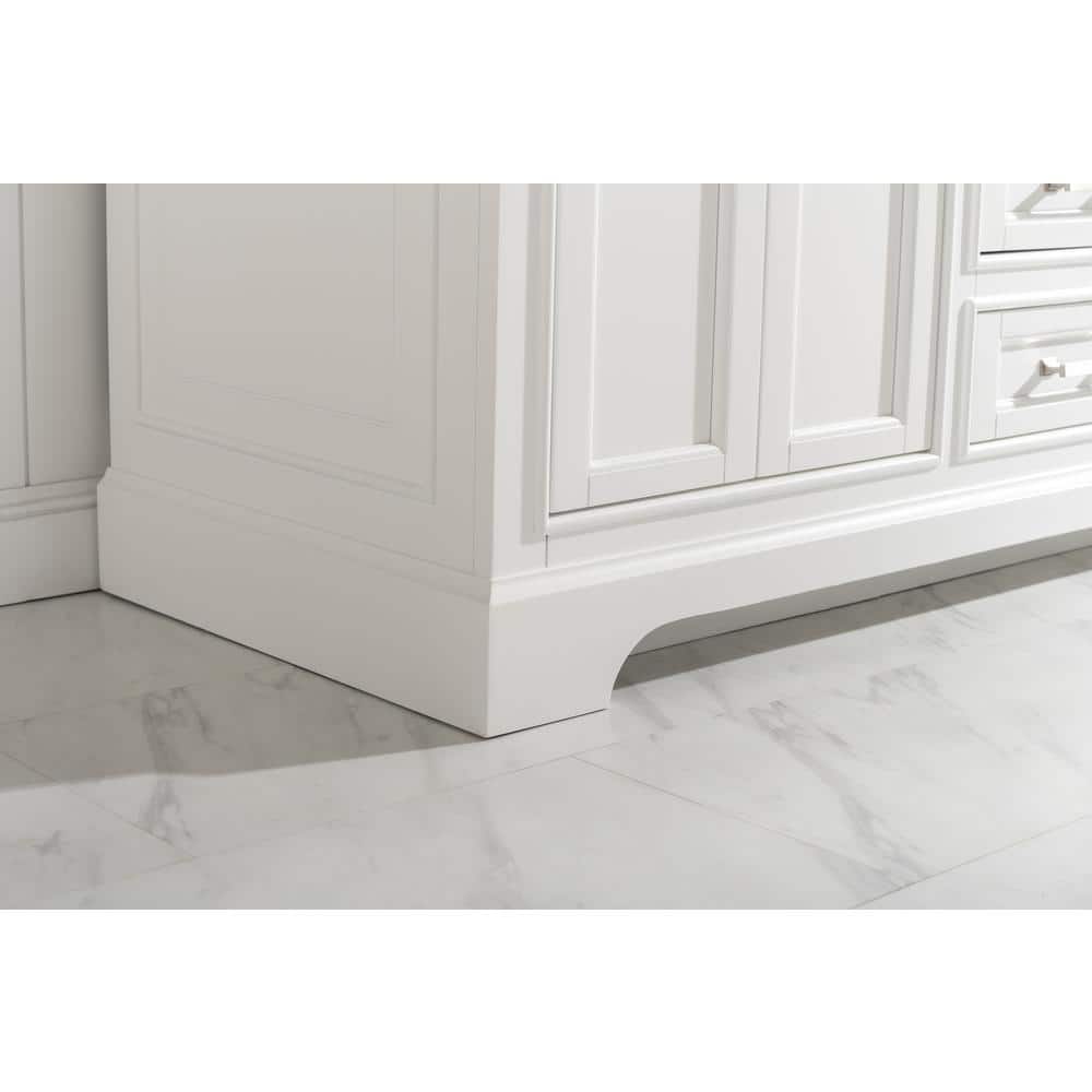 Milano 60" White Birch Single Vanity with Marble Top