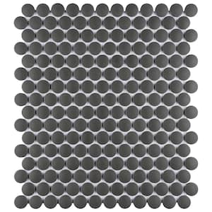 Gotham Penny Round Black 9-3/4 in. x 11-1/2 in. Porcelain Mosaic Tile (8.0 sq. ft./Case)