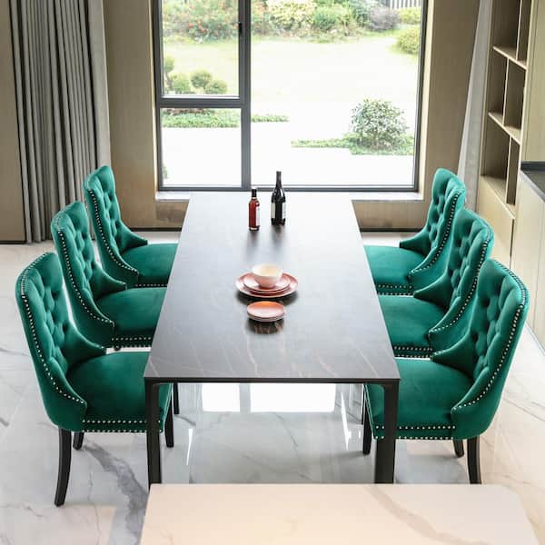 Green High End Tufted Solid Wood, High End Upholstered Dining Room Chairs