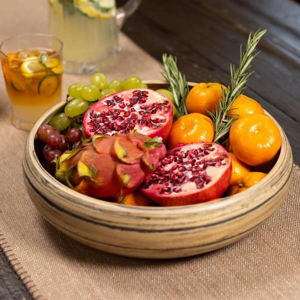 Lexa 1 Piece 12 in. Black Bamboo Fruit Bowl