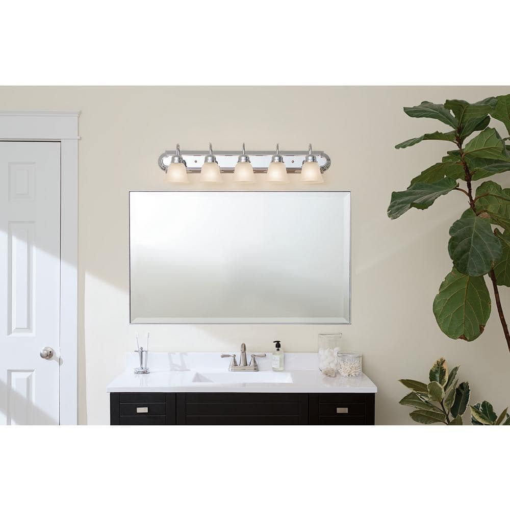 Distressed Bronze 36" Classic Vanity Light with Satin Etched Glass